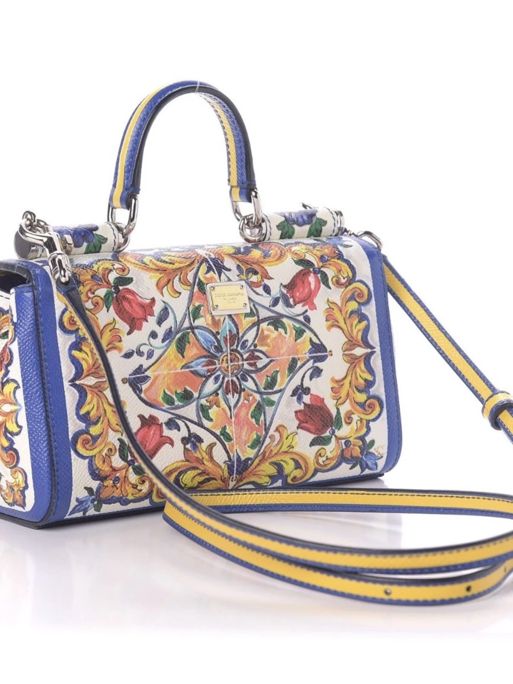 Authentic Dolce & Gabbana Dauphine Majolica Miss Sicily Leather Satchel